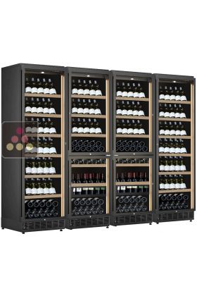 Built-in combination of 4 wine service or storage cabinets - 6-temperature - 2 service drawers for standing bottles