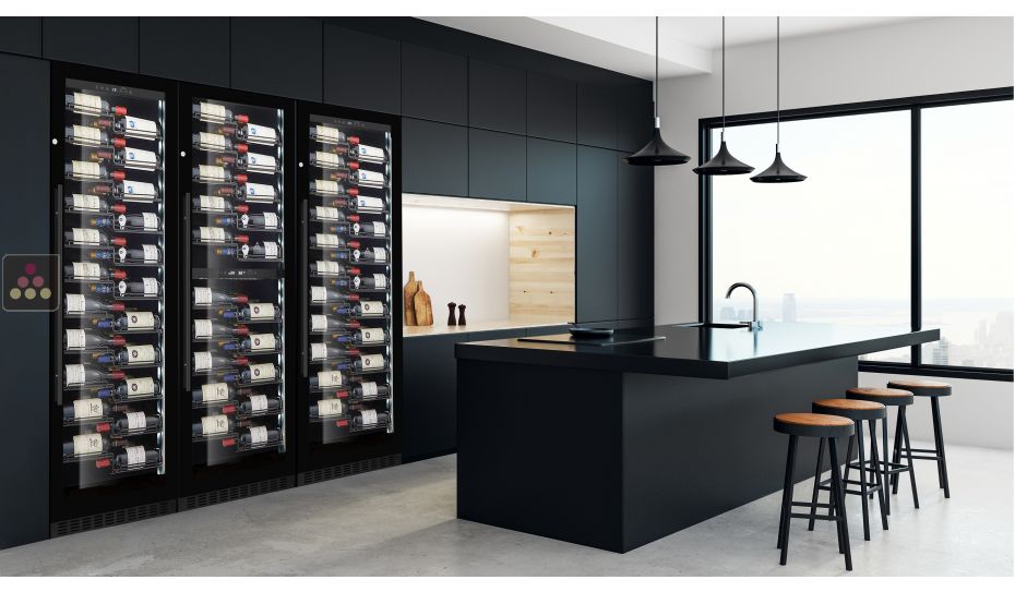 Built-in combination of 3 wine service or storage cabinets - 4-temperatures