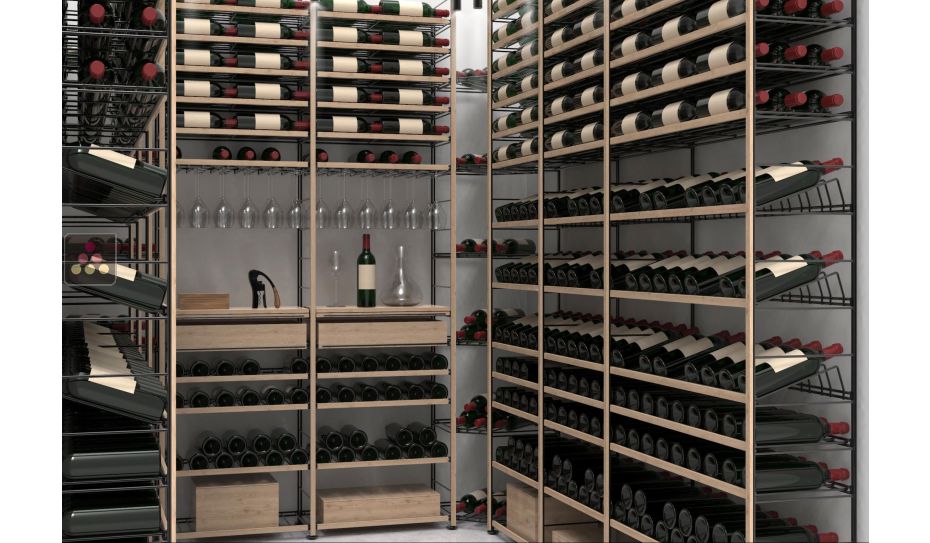 Arrangement of 938 bottle cellars - Specific manufacturing - Essentiel System