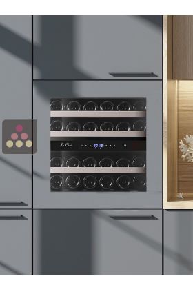 Dual temperature built in wine cabinet for service self-ventilated with a customizable front