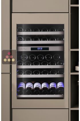 Dual temperature built in wine cabinet for service or aging self-ventilated with a customizable front