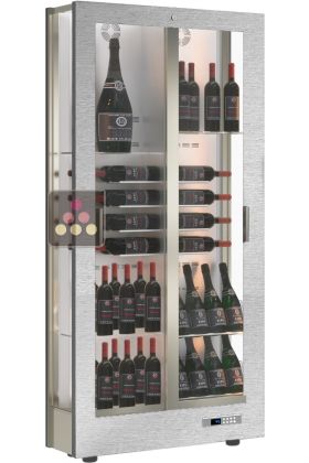 Professional multi-temperature wine display cabinet - 3 glazed sides - 36cm deep - Mixed shelves - Magnetic and interchangeable cladding - EXPO Model