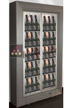 Freestanding multi-purpose wine display cabinet - P36cm - Inclined bottles - Flat frame