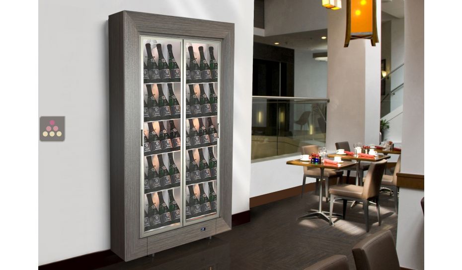 Freestanding multi-purpose wine display cabinet - P36cm - Inclined bottles - Flat frame