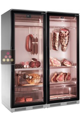 Combination of 2 refrigerated display cabinets for meat maturation and cold cuts - Depth 700mm