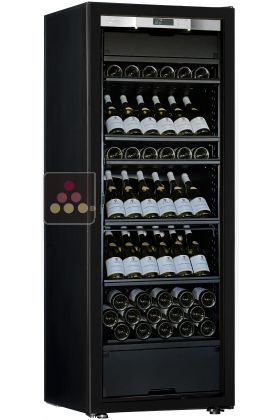 Multi-Purpose Ageing and Service Wine Cabinet for cold and tempered wine - 3 temperatures - Inclined bottles - Full Glass door - All black design
