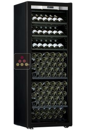 Single temperature wine ageing or service cabinet - Storage/presentation shelves - Full Glass door - All black design