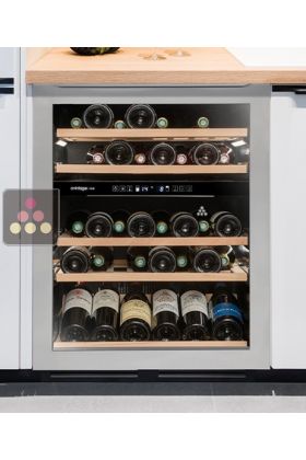 Dual temperature built-in wine cabinet for storage and/or service