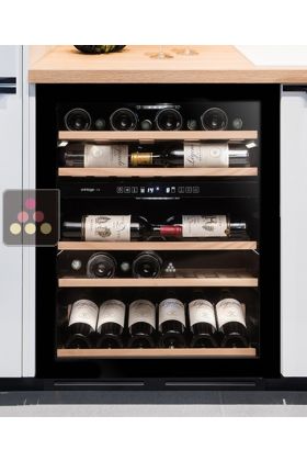 Dual temperature built-in wine cabinet for storage and/or service