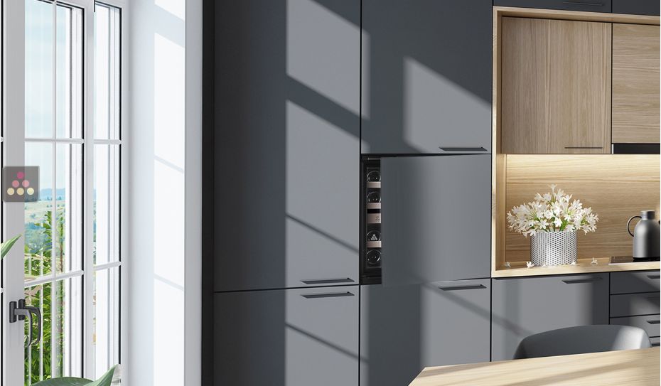 Dual temperature built in wine cabinet for service self-ventilated with a customizable front