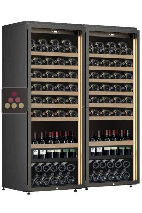 Combination of 2 single-temperature wine cabinets for service or storage