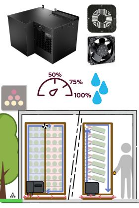 Monobloc air conditionner 2 temperatures for wine cabinet 680W - Cooling and humidifying - Down evacuation - 20m3