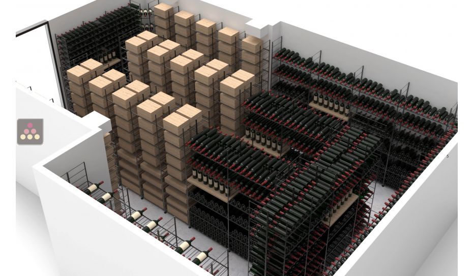 Arrangement of 11814 bottles cellars - Specific manufacturing - Essentiel System - H=220cm