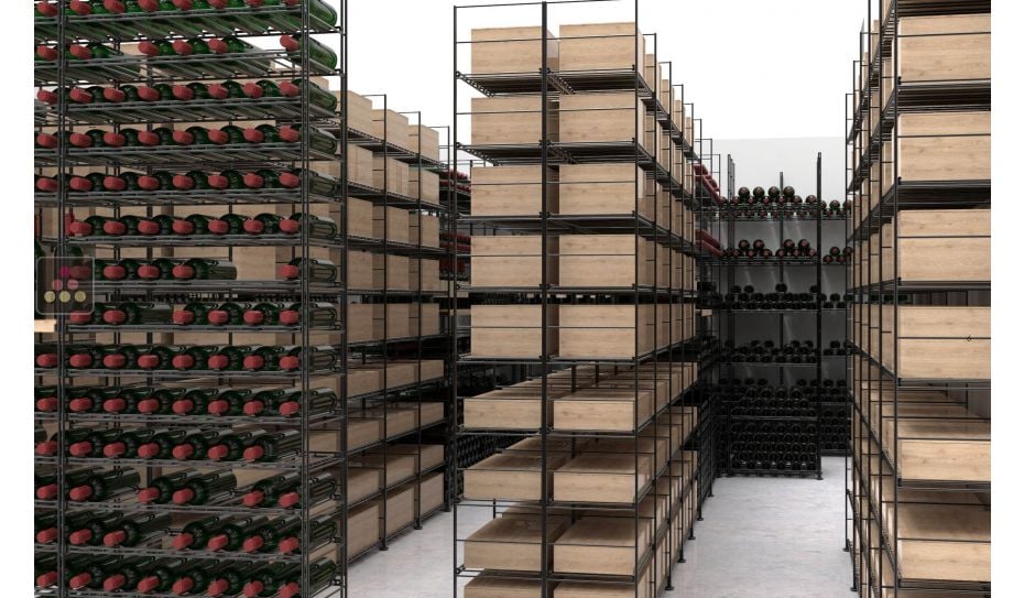 Arrangement of 11814 bottles cellars - Specific manufacturing - Essentiel System - H=220cm