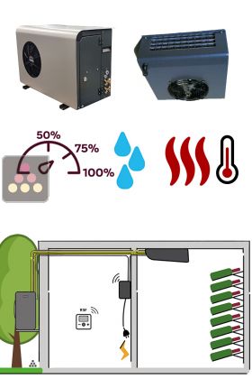 Air conditioner for natural wine cellar 780 W - Ceiling unit cooler - Cold, humidifier and heating 