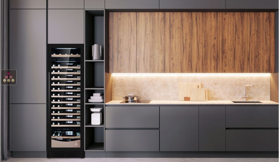 Built-in 3 temperature wine conservation and service cabinet