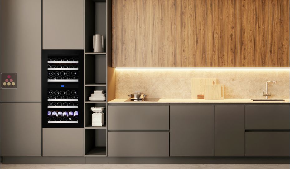 Dual temperature built in wine cabinet for service or aging self-ventilated