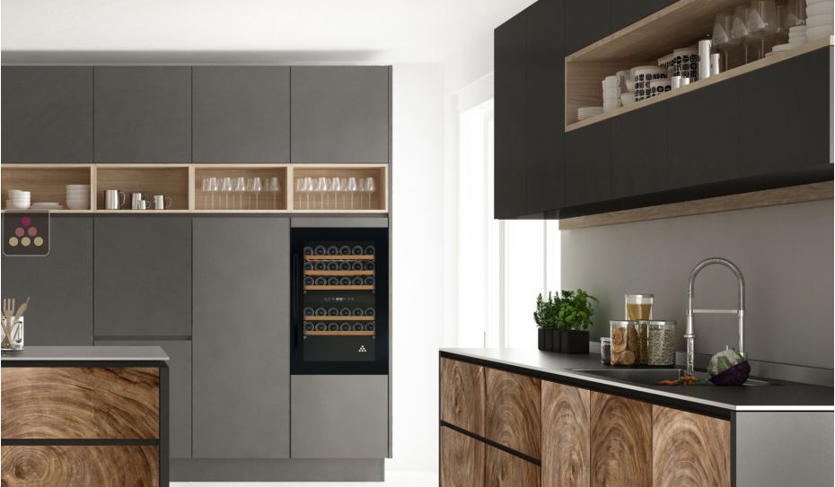 Built-in wine cabinet with 2 temperature zones for service and/or ageing
