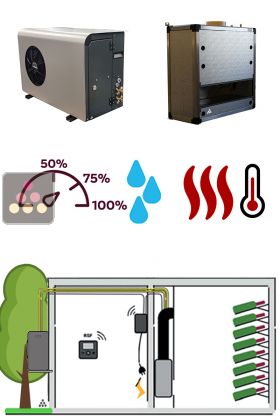 Air conditioner for wine cellar 780W - Vertical Ductable evaporator - Cooling, Heating and Humidifying