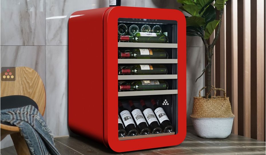 Mono-temperature wine cabinet for service - Red finish