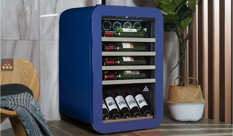 Mono-temperature wine cabinet for service - Blue finish