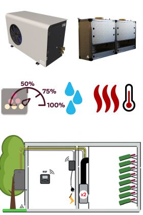 Air conditioner for wine cellar 3500W - Vertical Ductable evaporator - Cooling, Heating and Humidifying