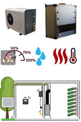 Air conditioner for wine cellar 1100W - Vertical Ductable evaporator - Cooling, Heating and Humidifying