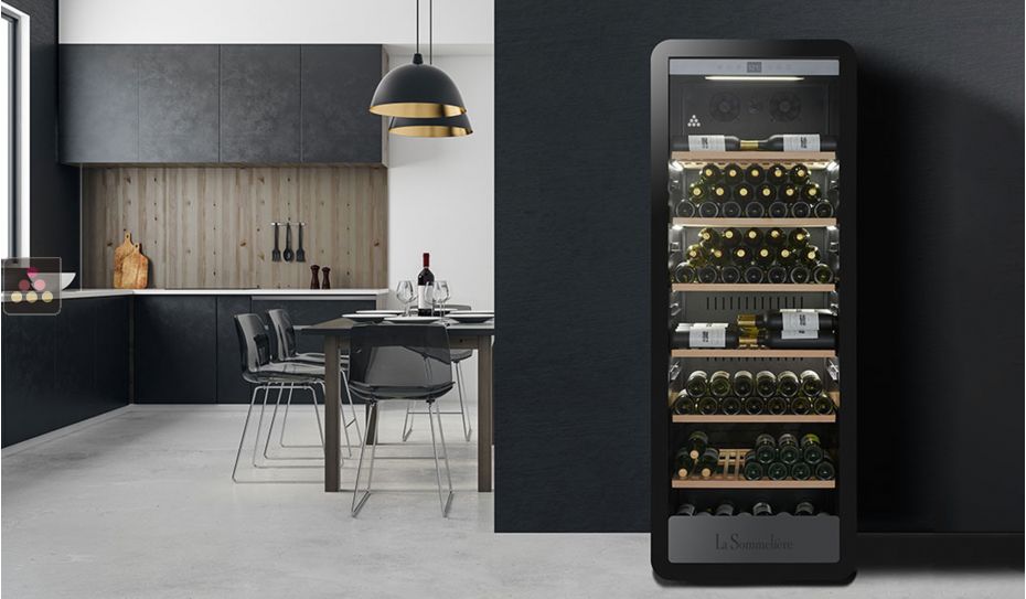 Single-temperature wine cabinet for service or storage