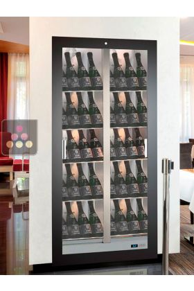 Built-in multi-temperature wine display cabinet for storage or service - Professional use - 36cm deep - Inclined bottles