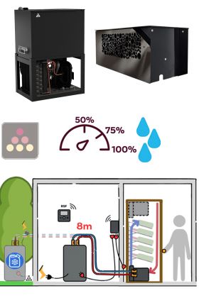 Wine cellar air conditioner 1050 watts - Chill water loop technology - 8m connection  - Cooling and Humidifying