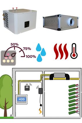 Air conditioner for wine cellar 1650W - Ductable evaporator - Water-cooled condensing - Cold, humidifier and heating 