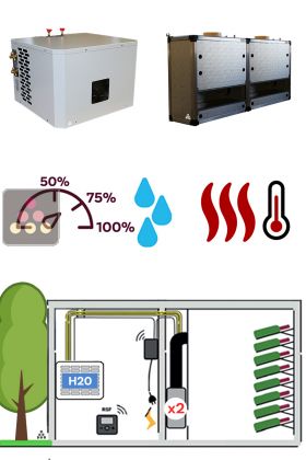 Air conditioner for wine cellar 3500W - Vertical Ductable evaporator - Water-cooled condensing - Cooling, Heating and Humidifying