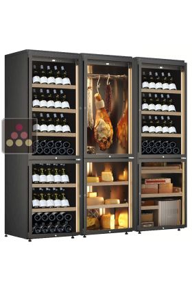 6-temperature combination: 3 wine cellars for serving or storage, 1 cured meat cellar, 1 cheese cellar and 1 cigar cellar