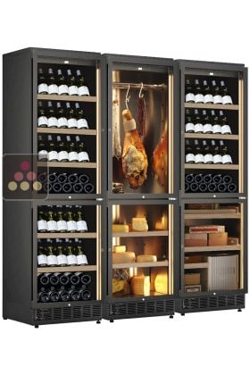 Built-in 6-temperature combination: 3 wine cellars for serving or storage, 1 cured meat cellar, 1 cheese cellar and 1 cigar cellar