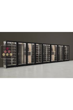 Combination of 8 professional multi-temperature wine display cabinets - 3 glazed sides - Magnetic and interchangeable cover