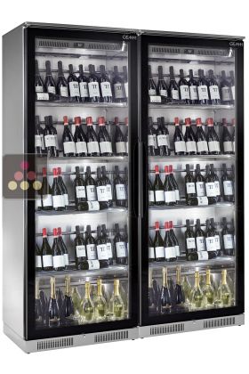 Combined single or multi-temperature wine service cabinet  - Inclined bottles