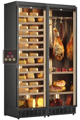 Freestanding built-in combination of cheese and cured meat cabinets