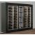 Freestanding combination of 2 multi-temperature wine display cabinets and 1 non refrigerated unit for glasses or spirits- Inclined bottles - Flat frame