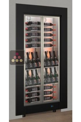 Built-in multi-temperature wine display cabinet for storage or service - 36cm deep - Mixed shelves - Flat frame