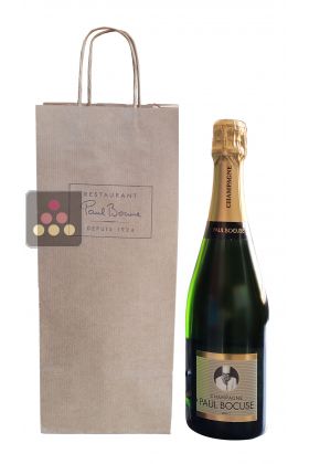 Bottle of Champagne in a kraft bag Paul Bocuse 