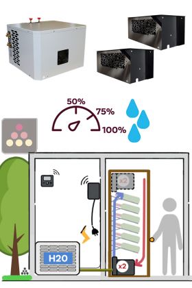 Air conditioner for wine cellar 2900W - Wine cabinet evaporator - Water-cooled condensing - Cooling and Humidifying