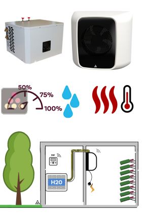 Air conditioner for wine cellar up to 30m3 - Wall evaporator - Water-cooled condensing - Cold, humidifier and heating 