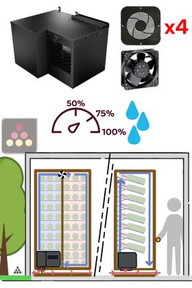 Monobloc air conditionner 2 temperatures for wine cabinet 800W - Cooling and humidifying - Down evacuation - 30m3