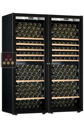 Combination of 2 single temperature wine ageing or service cabinet - Full Glass door - Mixt equipment