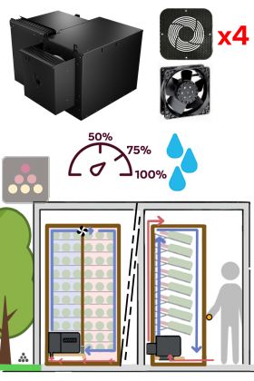 Monobloc air conditionner 2 temperatures for wine cabinet 680W without floor space - Cooling and humidifying - Up evacuation - 20m3