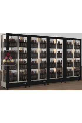 Combination of 4 professional multi-purpose wine display cabinet - 4 glazed sides - Interchangeable magnetic cover
