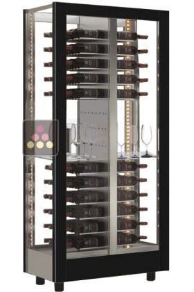 Multi-temperature wine display cabinet for storage and service - 4 glazed sides - Mixed shelves