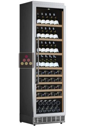 Single temperature built in wine storage and service cabinet - Stainless steel front - Inclined bottles and sliding shelves