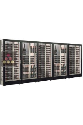 Combination of 5 professional multi-temperature wine display cabinets - 36cm deep - 3 glazed sides - Magnetic and interchangeable cover