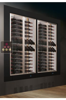 Built-in combination of two professional multi-temperature wine display cabinets - Mixt equipment - Flat frame